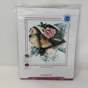 RTO COUNTED CROSS STITCH KIT PRETTY LADY IN THE HAT CRAFTS M084